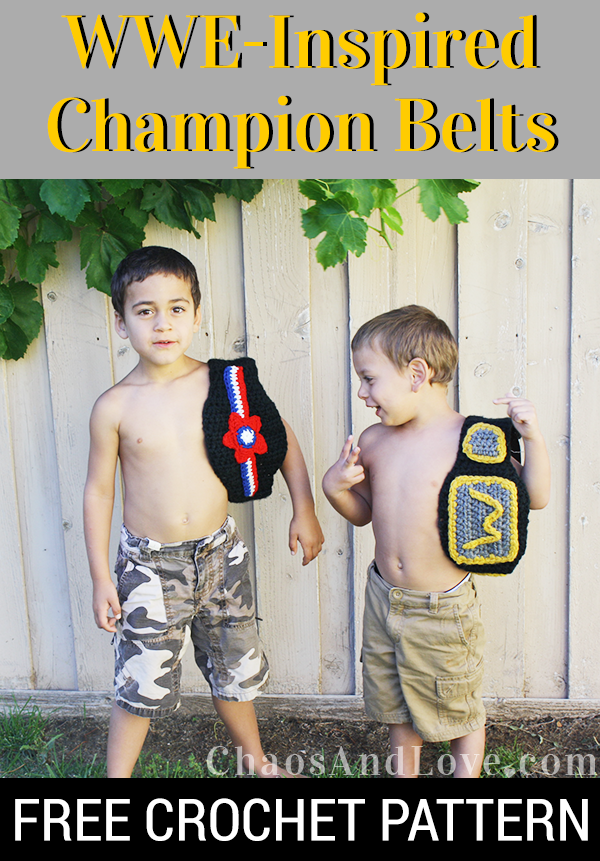 WWE-Inspired Championship Belts - chaosandlove.come #crochet #wwemoms #freepattern